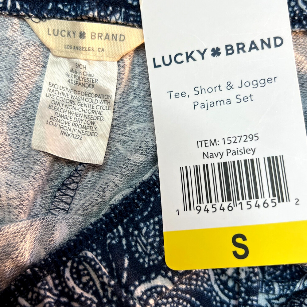 Lucky Brand - Pajama Jogger Pants Women's S Navy Paisley NWT Elastic Tie Waist - Picture 6 of 11